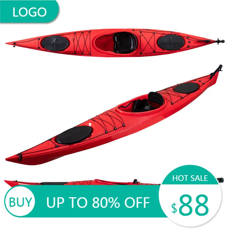 14ft 4.2ft Hard‑Shell Sit‑In Kuer Kayak With Paddles HDPE For Marine Long Touring And Salt‑Fresh Water Angling