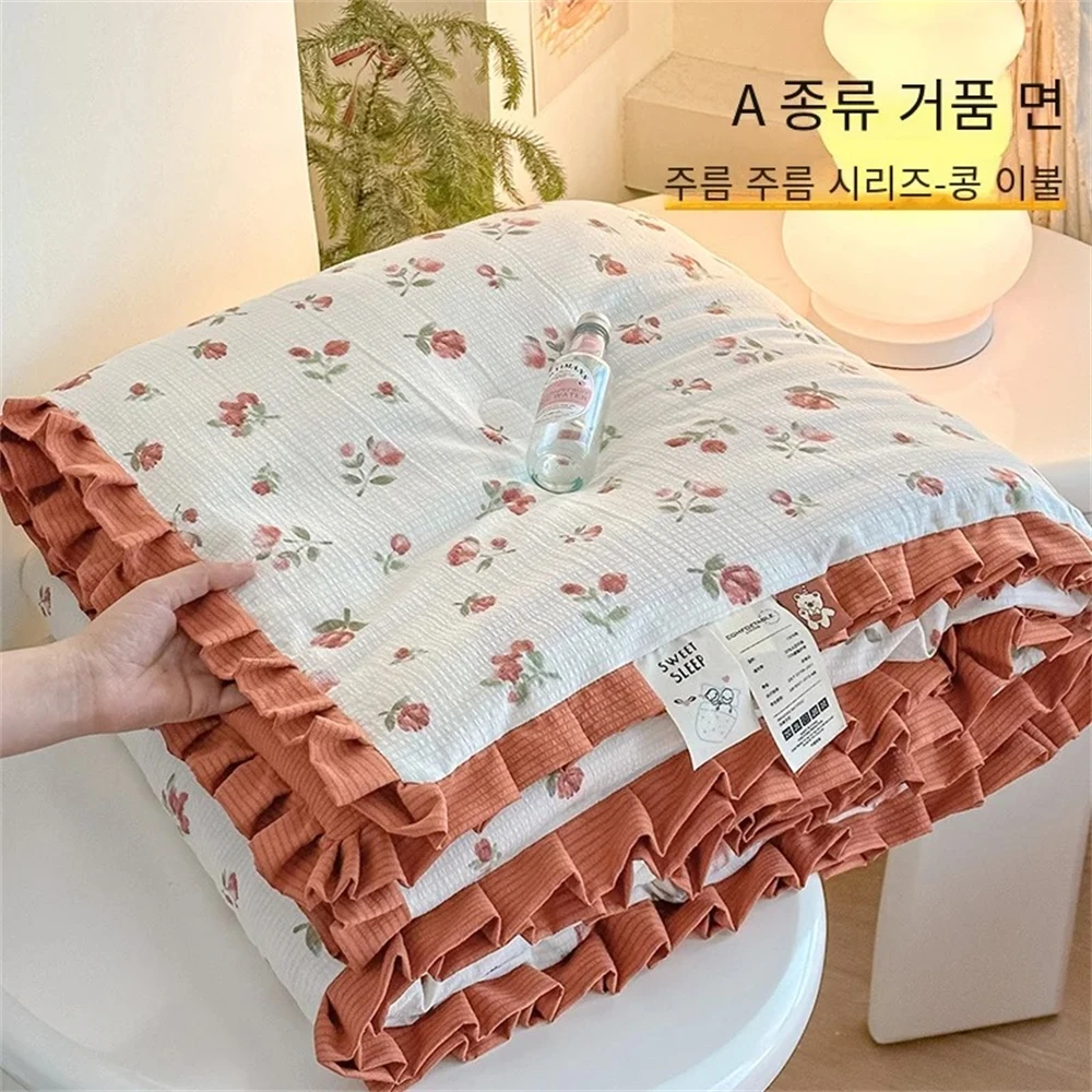 

Korean Style Summer Thin Quilt Comforter Soft Air Conditioning Four-season Quilt Blanket Bed Duvet Single Breathable Bed Quilt