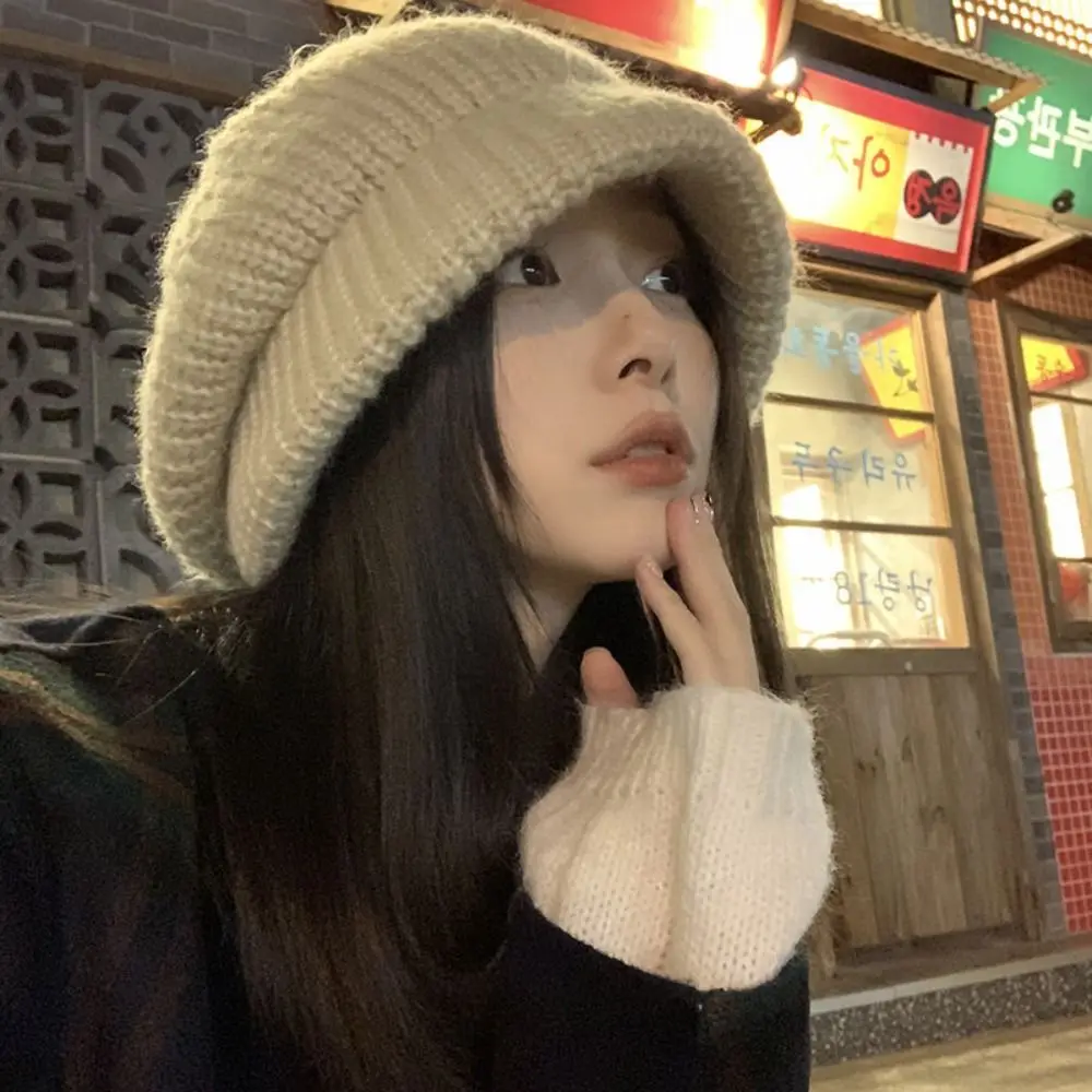 

Fashion ​Large Size Winter Hats Keep Warm Thickened Beanie Caps Ear Protection Cute Knitted Hat ​​Autumn Winter