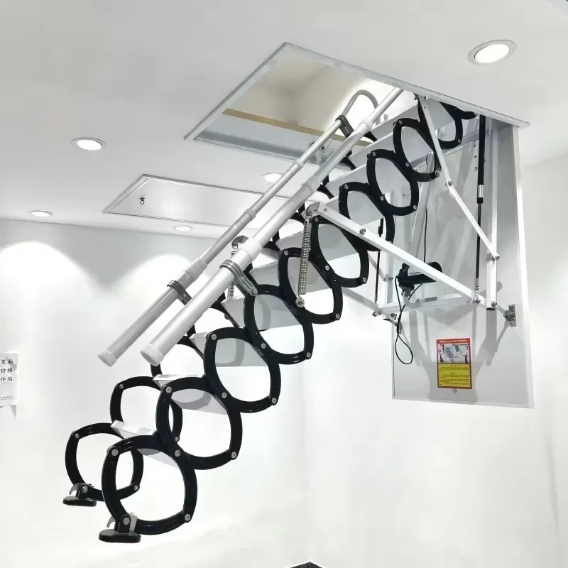 Fully Automatic Electric Attic Extension Ladder, Aluminum Alloy Extension and Concealed Staircase, with a Load Capacity of