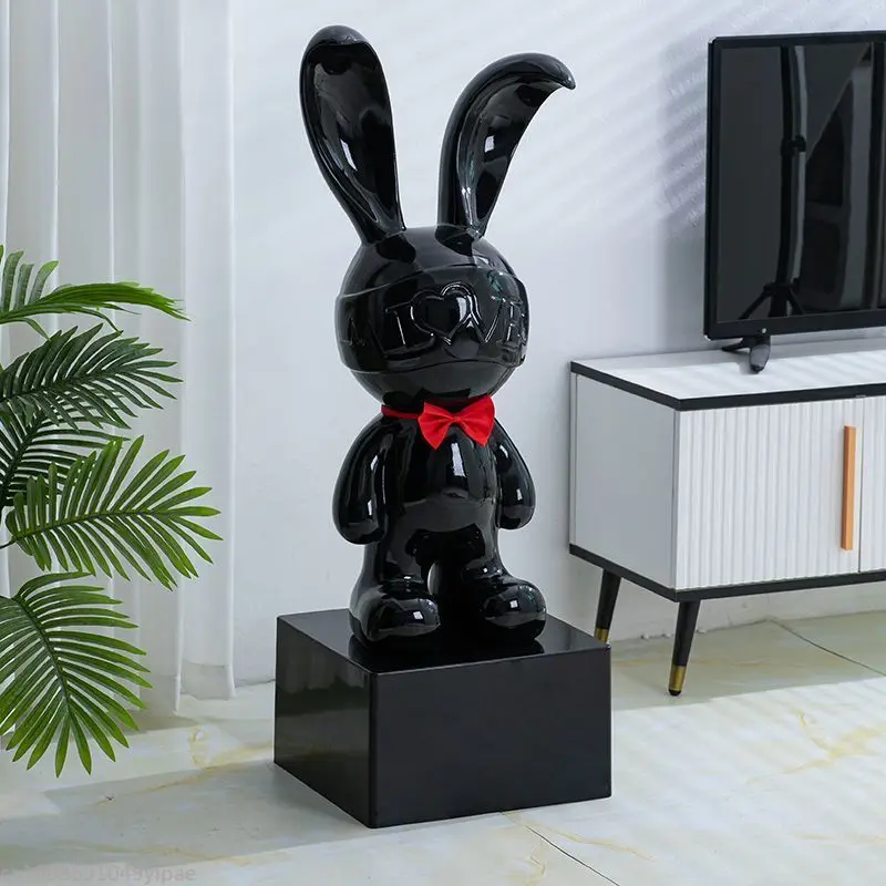 Rabbit Floor Decoration Modern Living Room Entrance TV Cabinet Creative Home Decorations Lovers Holiday Gift Height 80CM