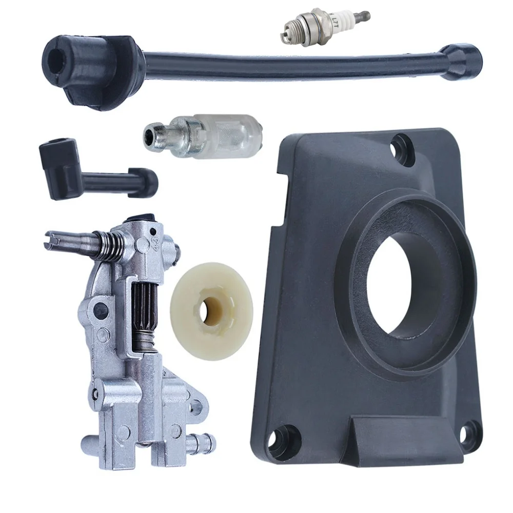 Oil Drive Pump Kit For Chinese Chinasaw 4500 5800 45CC 52CC 58CC Pump Cover Worm Gear Oil Pump Cover Oil Filter Oil Pipe