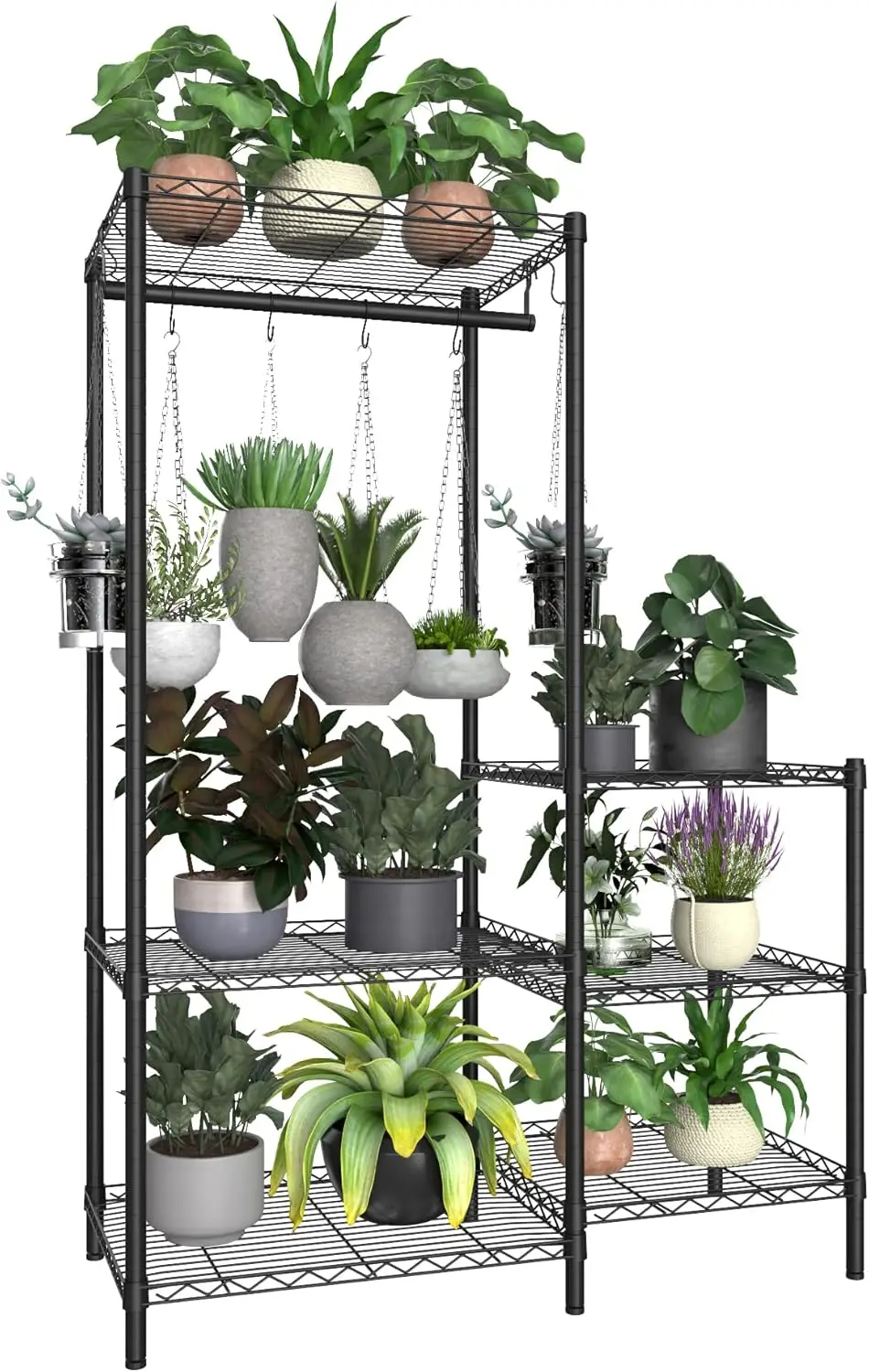 6-Tier Plant Stand for Indoor Outdoor, Large Reinforced Plant Shelf for Multiple Plants for Hanging ,Adjustable,Suitable for Bed