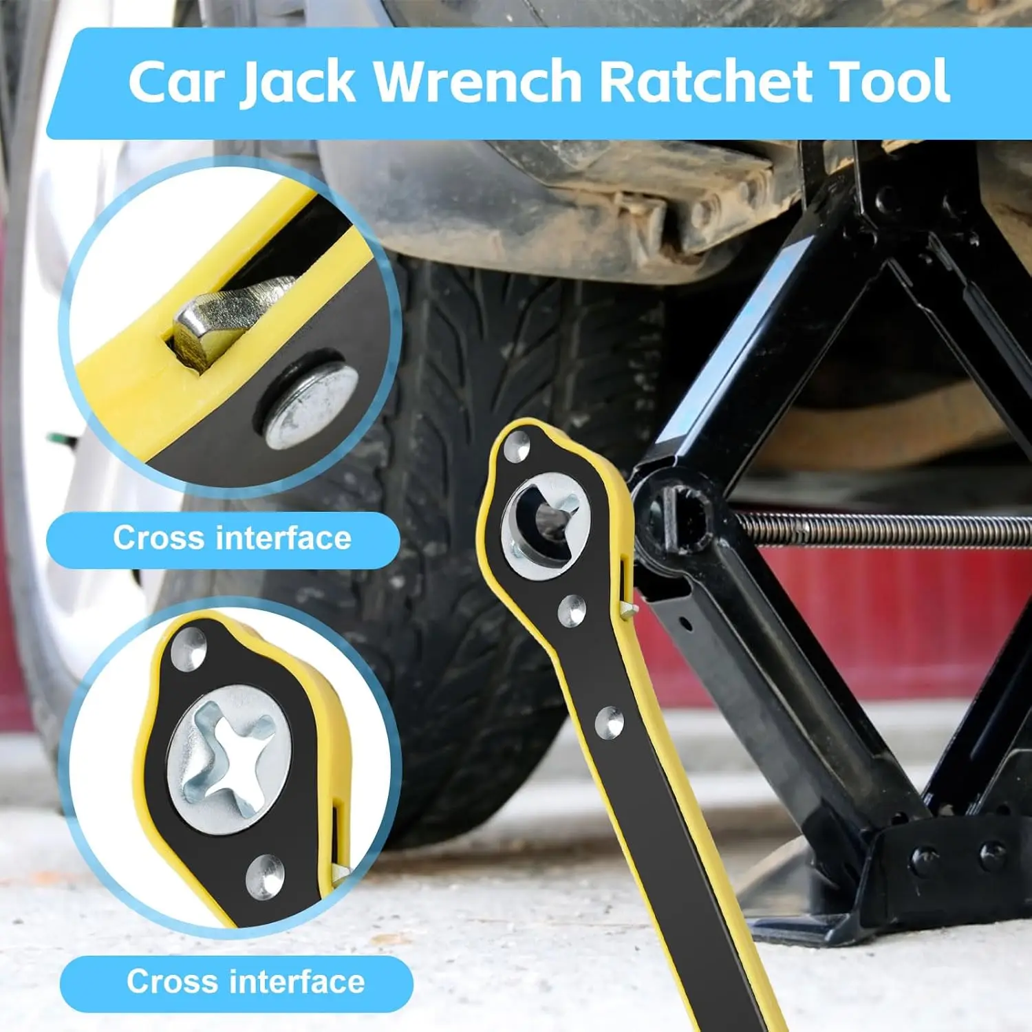 Car Mounted Small Car Universal Crank Handle Accessories with CAR Tools Car Jack Handle Lever Labor-saving Wrench Tool image 3