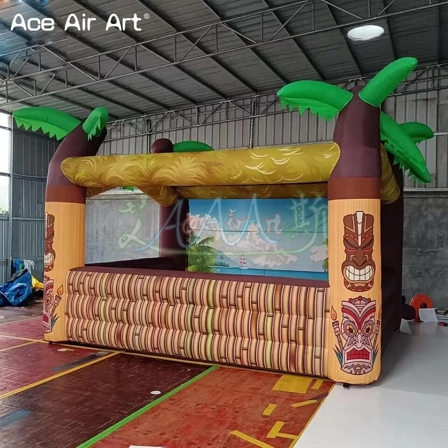 

Portable Inflatable Tiki Bar Exhibition Serving Tent, Outdoor Backyard, Beach Party, Pub Tent