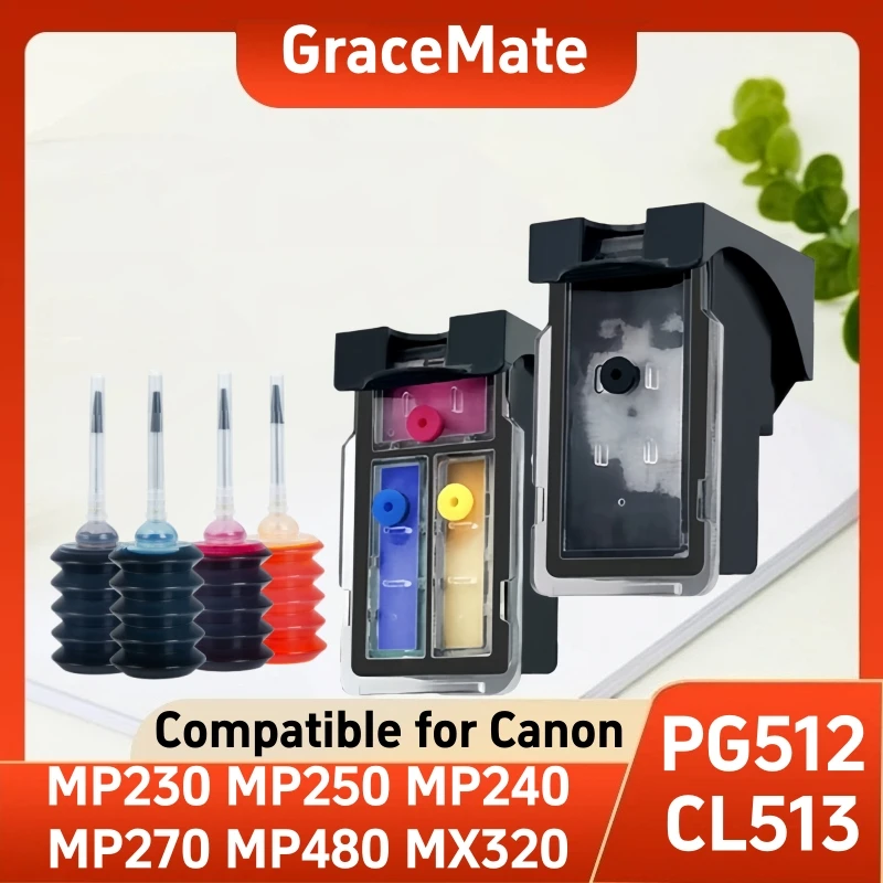 PG-512 CL-513 Ink Cartridge Refillable for Canon Pixma MP230 MP250 MP240 MP270 MP480 MX320 MX330 MX340 MX350 IP2700
