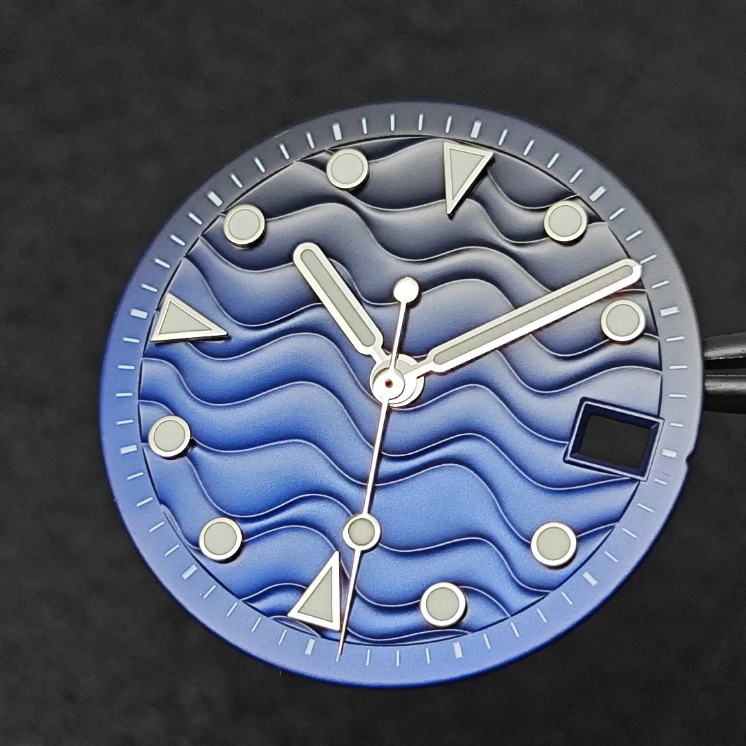 Циферблат часов 28,5 мм + набор стрелок для часов, водяная рябь, градиент цвета, океанская звезда, циферблаты, зеленые светящиеся детали для механизма NH35