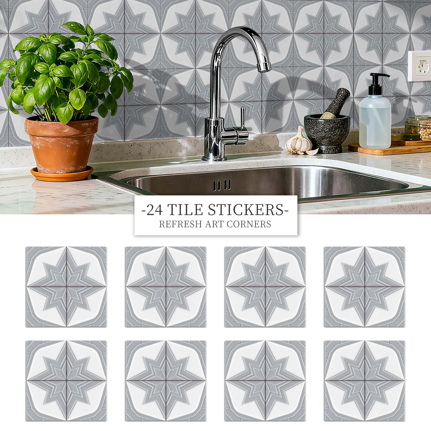 

36 self-adhesive PVC tile stickers, kitchen and bathroom use self-adhesive splash proof stickers for home decoration