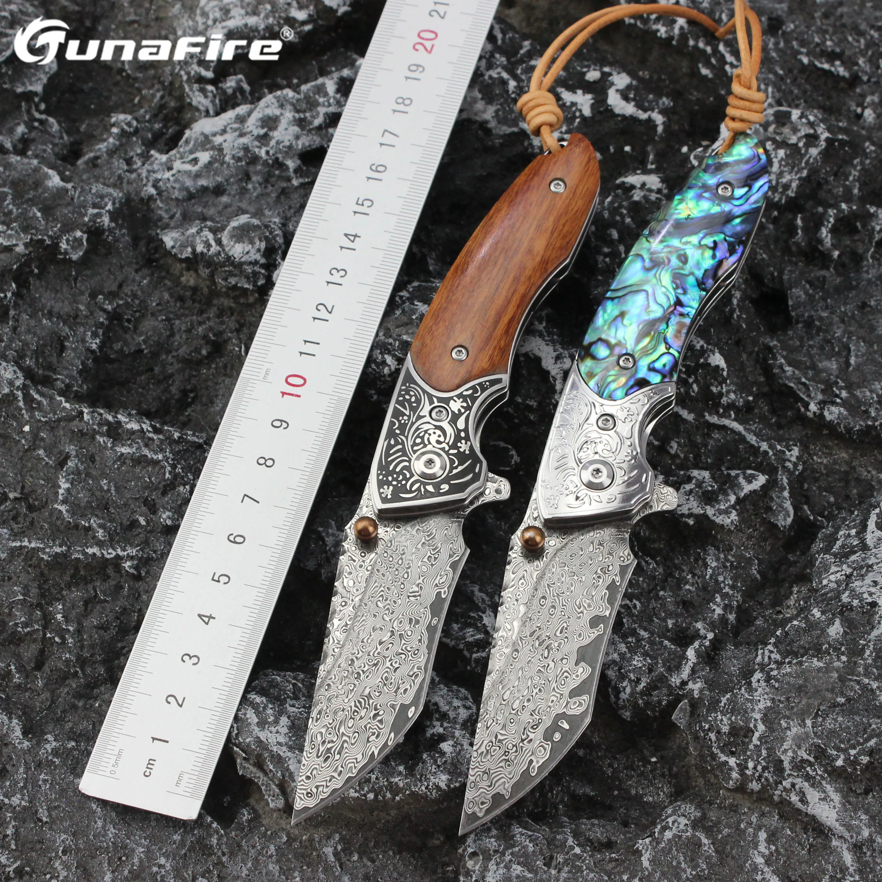 

Tunafire VG10 Steel Damascus Knife 60HRC High hardness Folding Knives Wood Handle Bearing Pocket Knife For Camping EDC Tool