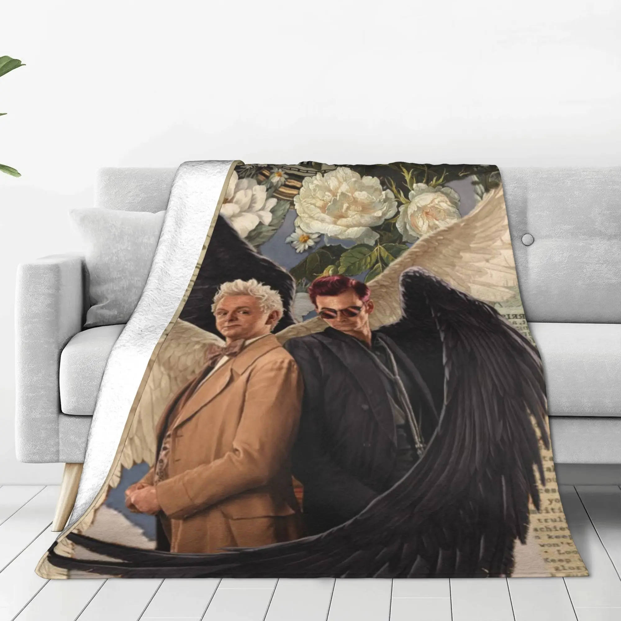 Good Omens Good Omens Blanket All Season Breathable Ultra-Soft Throw Blankets For Car Plush Thin Quilt