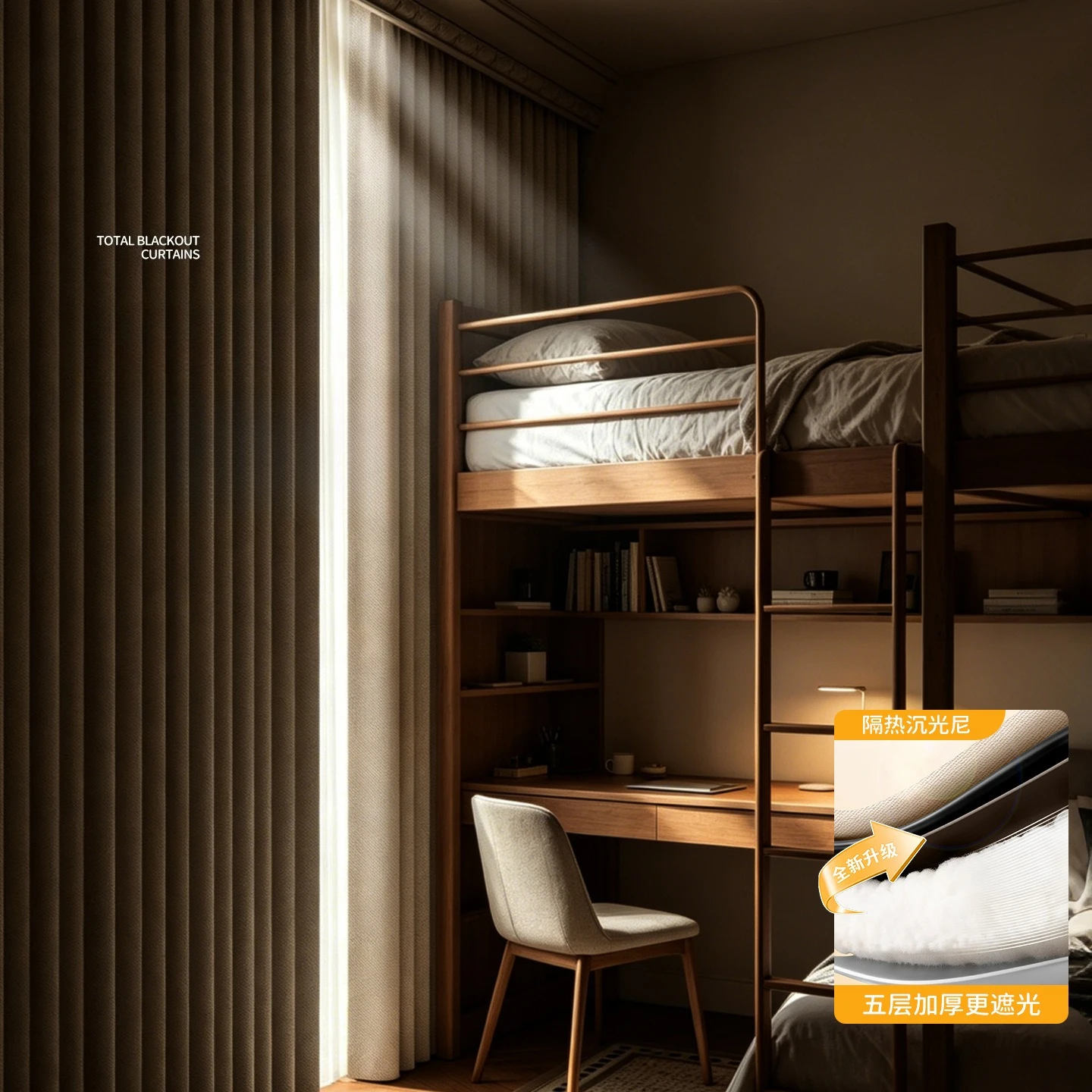 Super Soundproof Blackout Bedroom Noise Reduction Living Room Fully Thickened Winter Windproof Warm and Coldproof Window Curtain