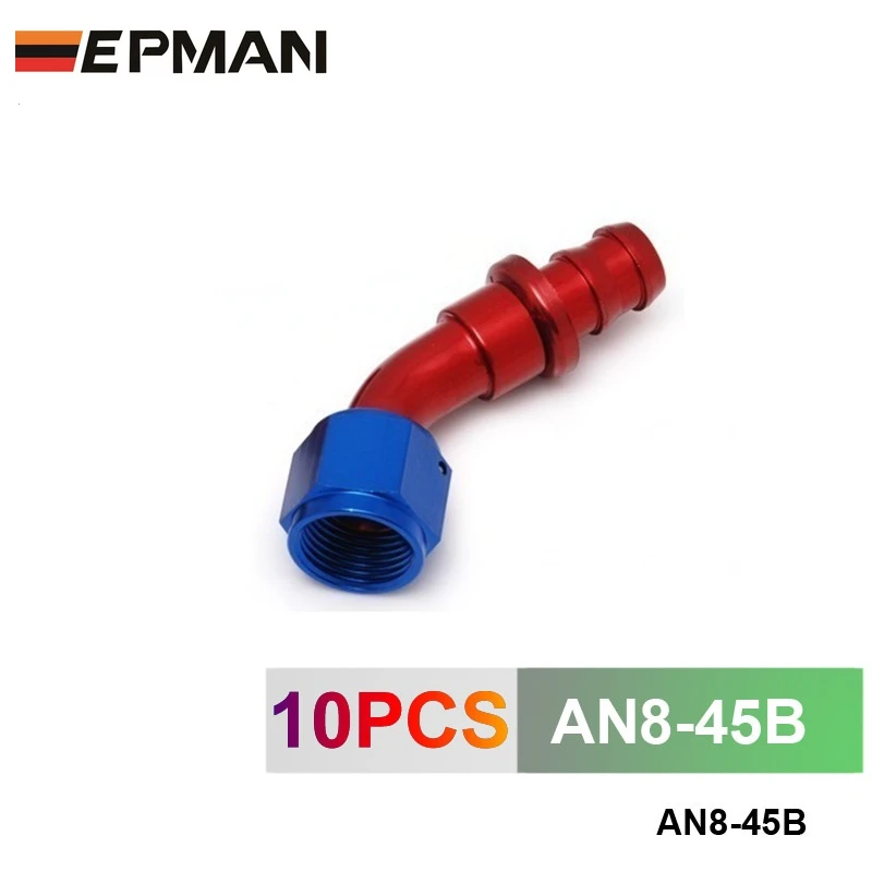 10pcs /set 45 Degree AN-8 Hose End Fitting Aluminum oil cooler hose fitting Oil Fuel Hose End AN8-45B