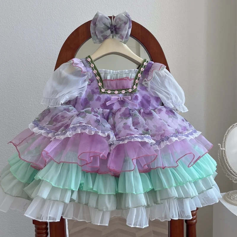 Handmade Baby Girls Sweet Dress High Quality Boutique Christmas Girls Princess Dress Up Birthday Party Baby Girls Gift