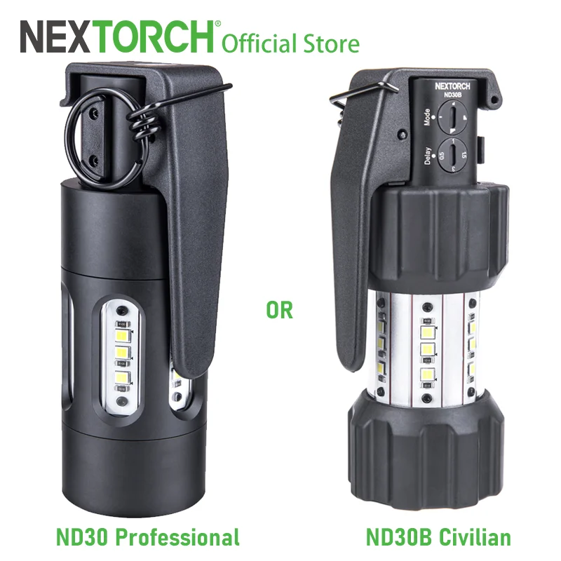 NEXTORCH ND30 ND30B 11000 لومن جهاز التشويه التكتيكي 130 ديسيبل LED مصباح يدوي تكتيكي قوي، سحب سريع محمول، 1225 قرص مضغوط