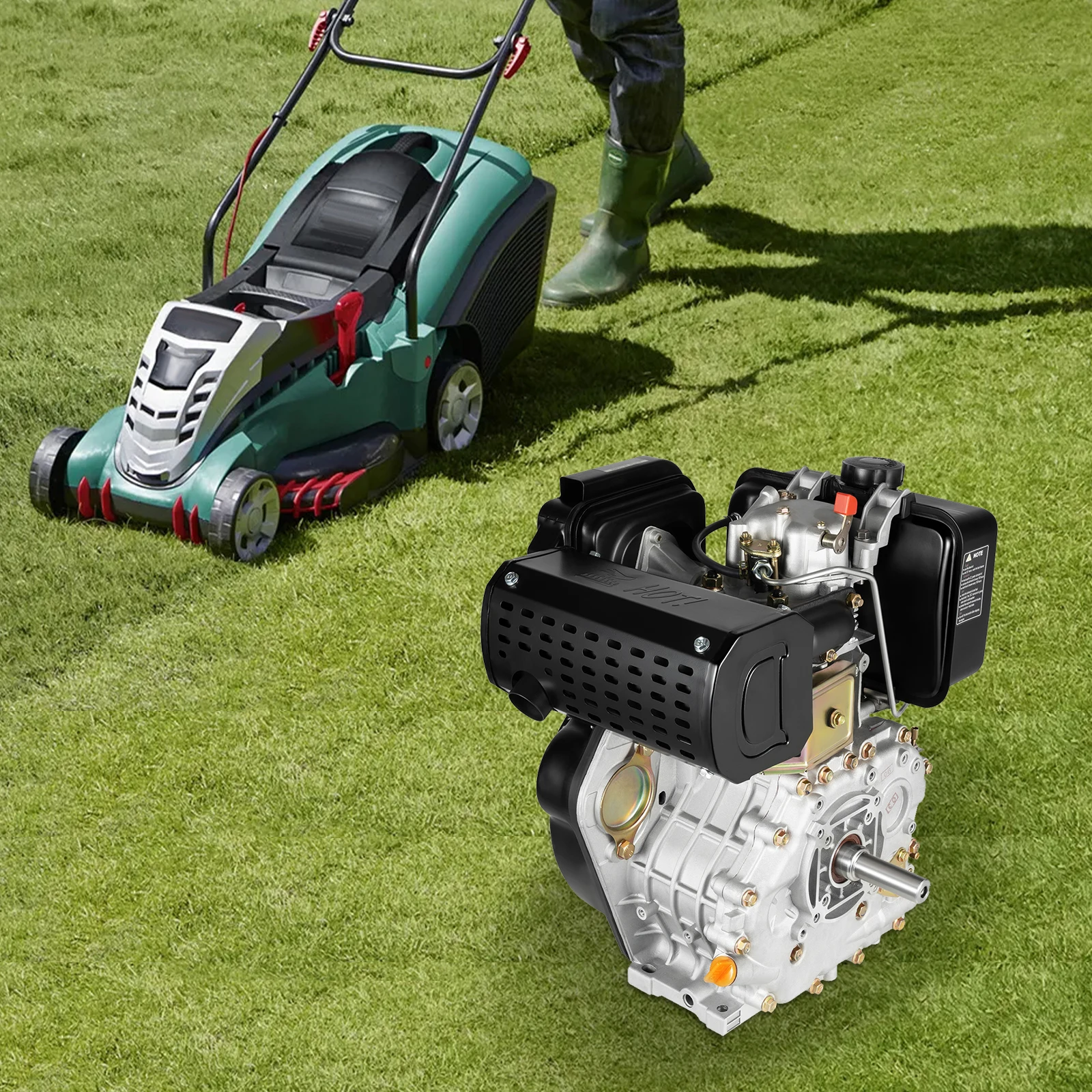 6.3kW 418cc 10HP Diesel Engine, Single Cylinder Air Cooled Motor 3600RPM, Compact Diesel Power Unit for Generator Water Pump Farm Machinery Tiller Tractor, 1-Year Warranty (Electric Start)