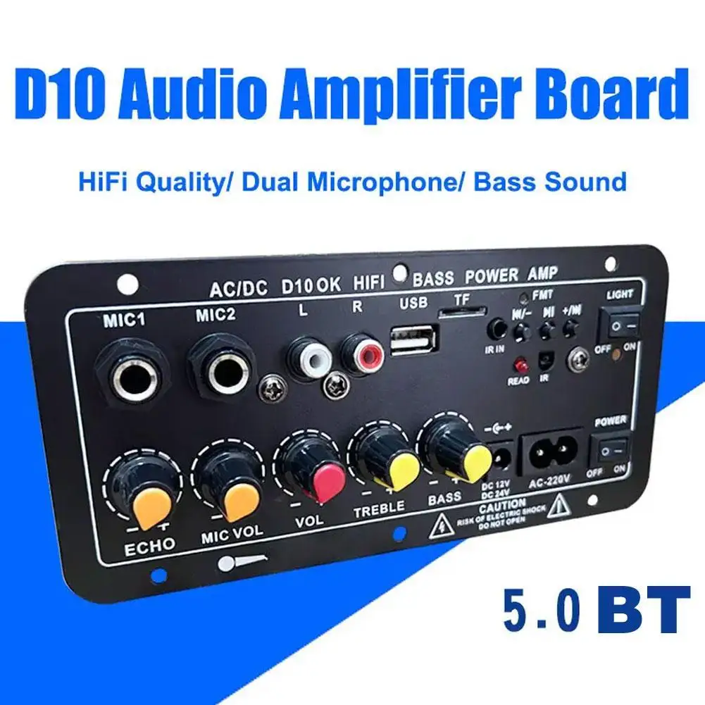 Carte d'amplificateur Bluetooth D10/ D10-II Carte AUX TF USB 30-120W pour 4 Ohm 40W Haut-parleur 110V 220V 12V 24V Subwoofer Audio Amp Tech