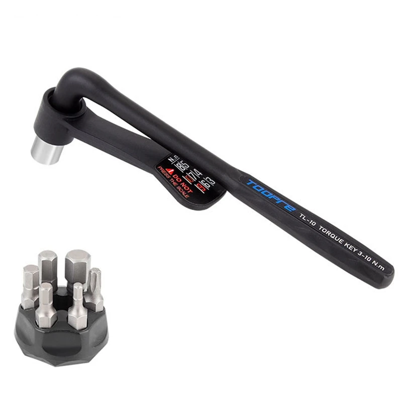 A57T TOOPRE จักรยานแบบพกพาประแจแรงบิดหกเหลี่ยมด้านในชุดความแม่นยําสูงแรงบิดชุดเครื่องมือจักรยานประแจแรงบิด TL-10 สีดํา