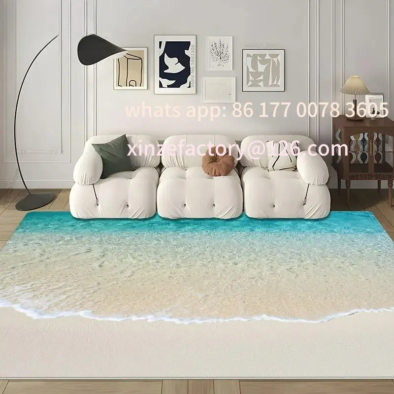 

Customizable 3D Waves Carpet Bedroom Floor Rug Large For Living Room Marine Style Sea Sofa Carpet Room Decoration Kitchen Mat
