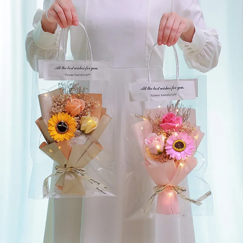 محاكاة زهرة صابون الورد ، باقة زهور نهائية ، نجمة كاملة ، ديكور حفلة منزلية ، أنشطة كشك ، هدايا