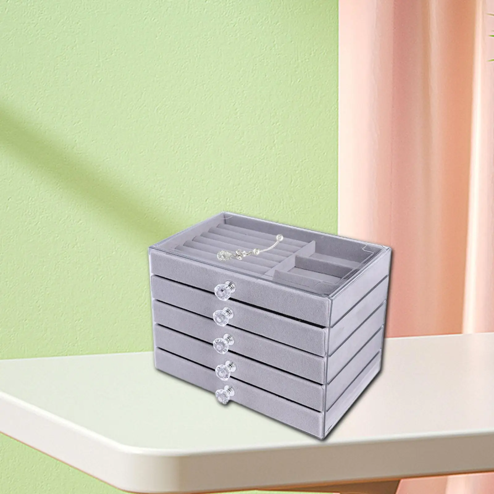 

Шкатулка для драгоценностей, настольная с прозрачной крышкой, контейнер-органайзер для браслета