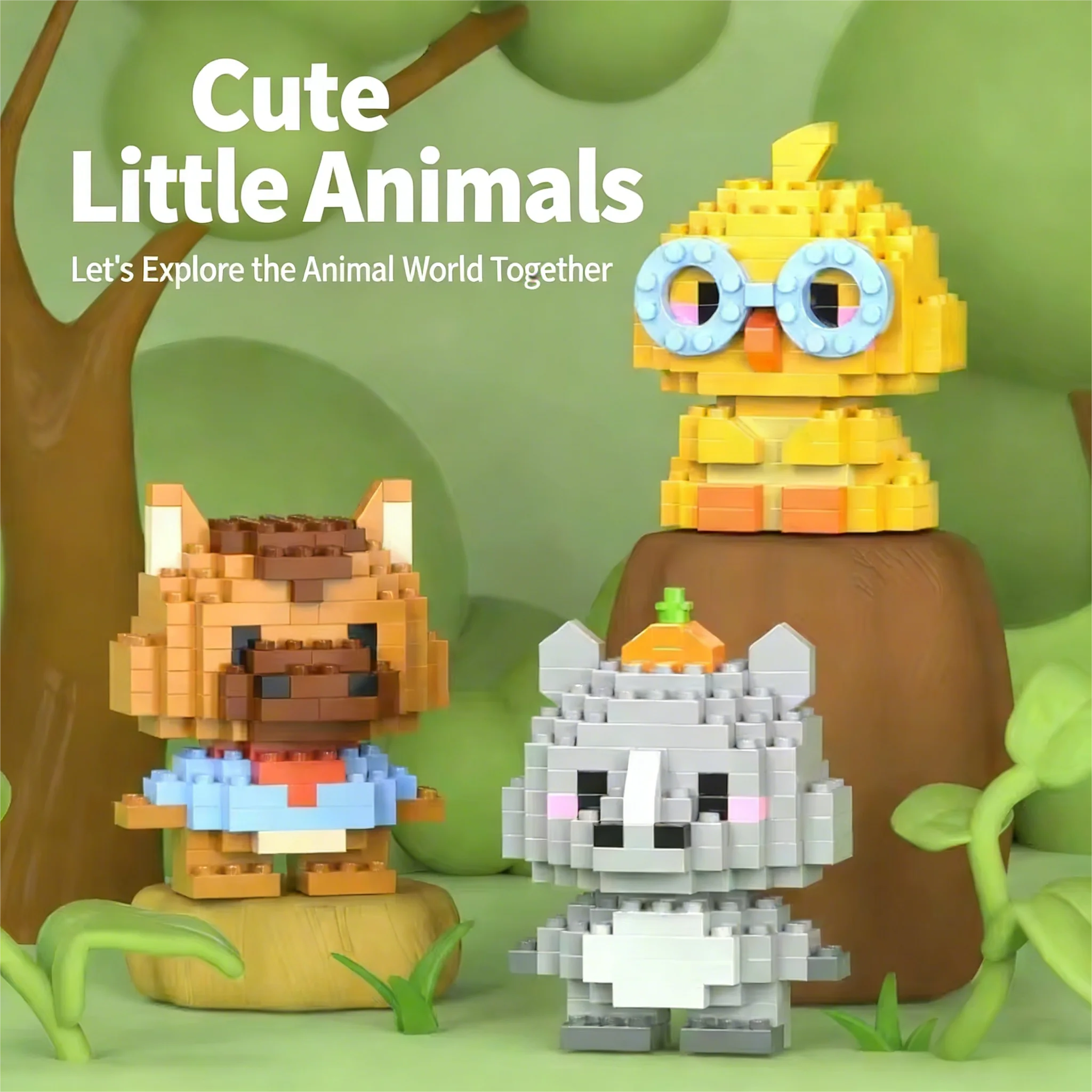 مكعبات بناء صغيرة على شكل حيوانات مكونة من 12 أنماط من مادة ABS ألعاب بناء تمثال كرتوني لطيف للأطفال والكبار هدية عيد الميلاد والكريسماس