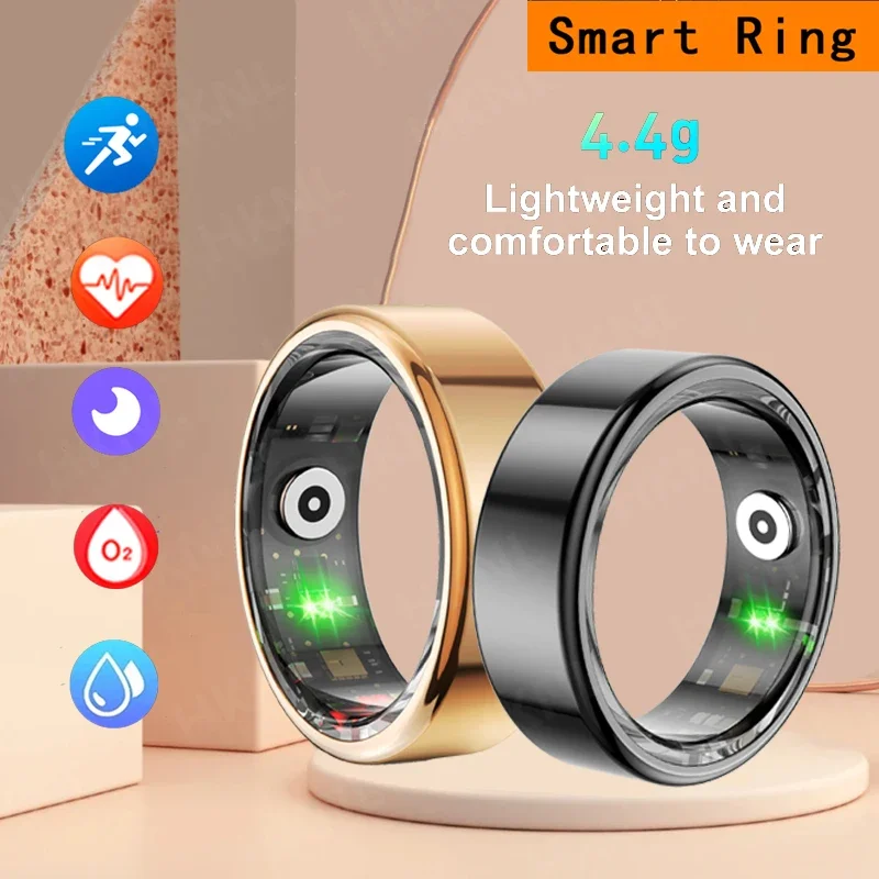 Smart Ring Military Grade Titanium Steel Shell Health Monitoring IP68 & 3ATM Waterproof Multi-sport Modes  Heart Rate Monitor