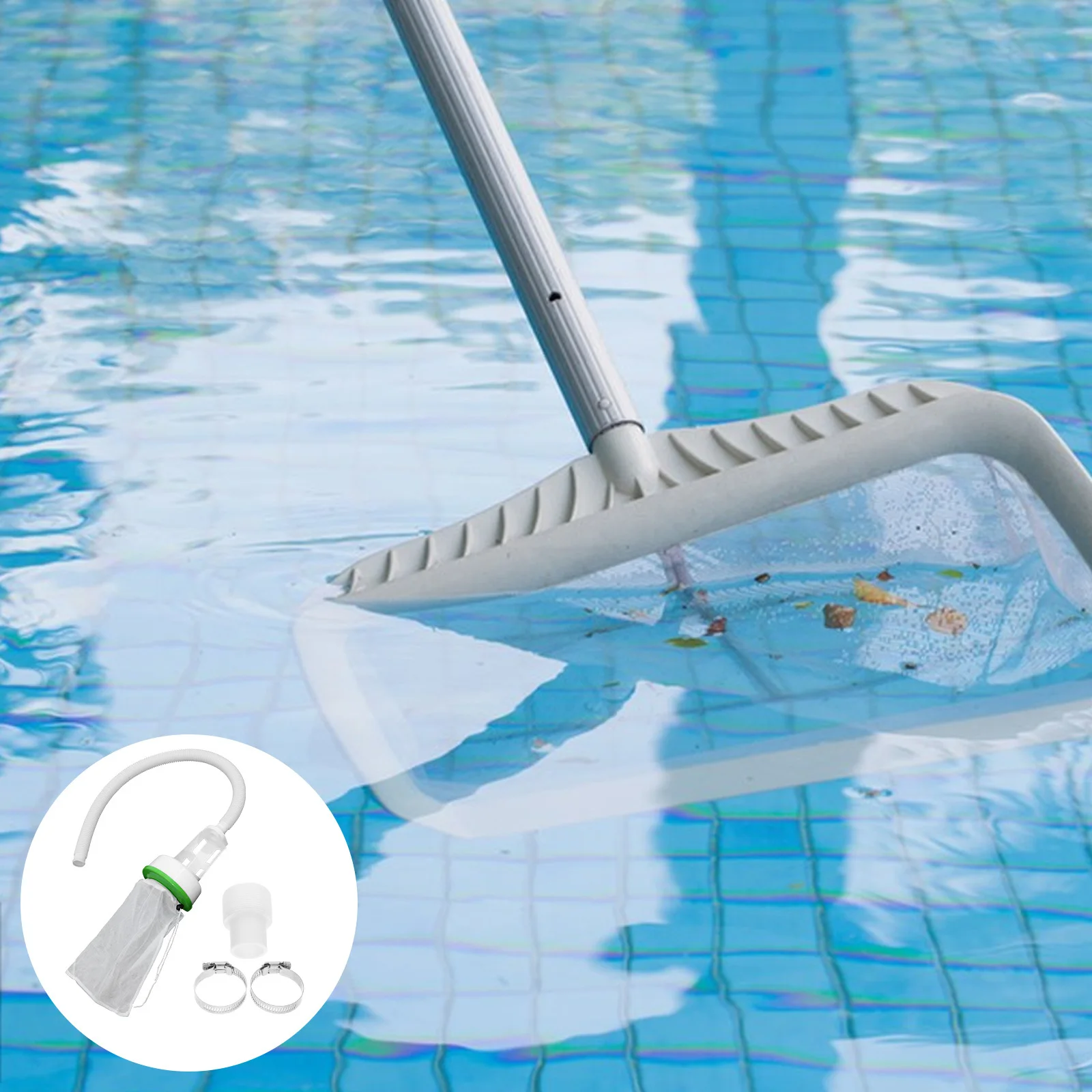 

1Set Leaf Collection Bag ABS Large Capacity Pool Skimmer Sock Elastic Mesh Filter Basket Hose Outdoor Debris Cleaner