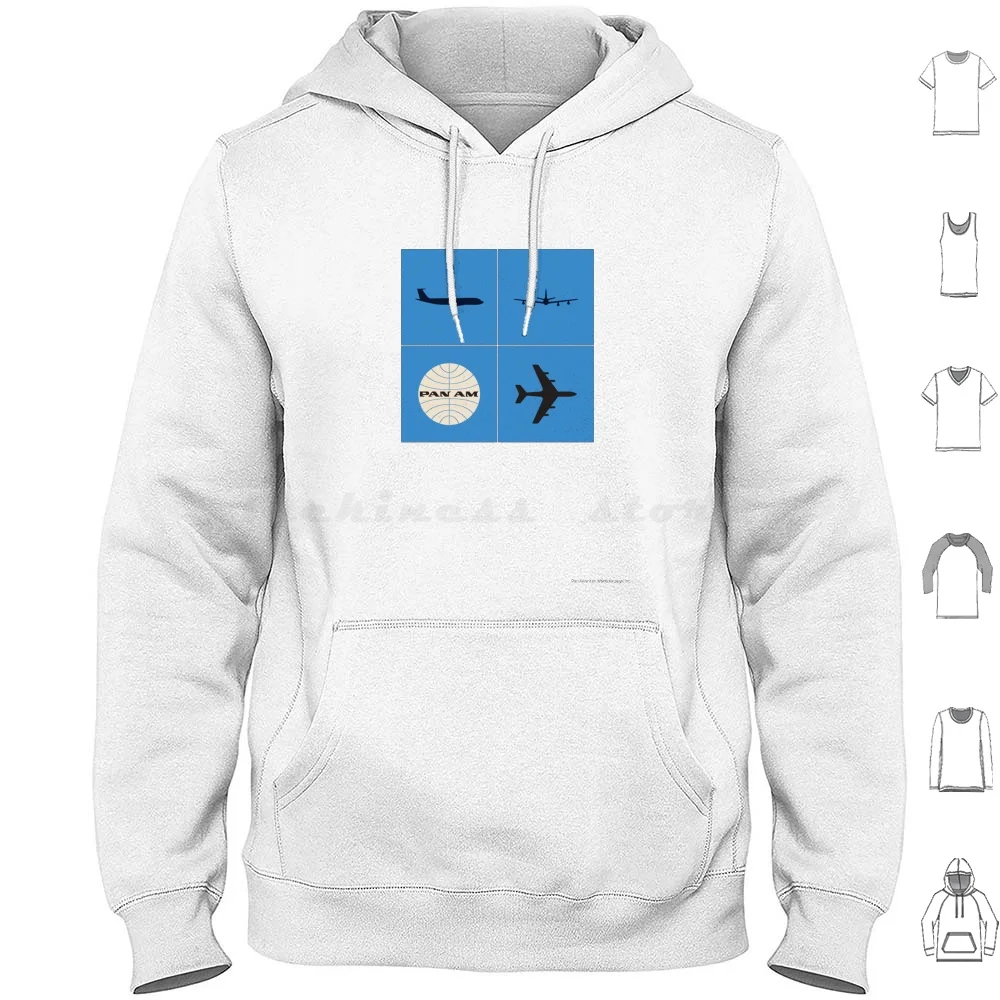 Pan Am Planes And Globe Square Pattern Hoodie cotton Long Sleeve Pan Am Panam Paa Pan American World Airways Pan American