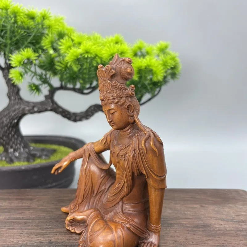 Hand-Carved Boxwood Avalokitesvara Statue - 3.9