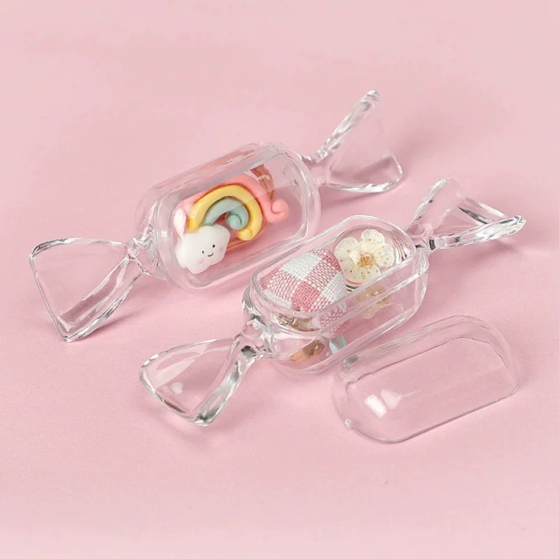 

1Pcs Creative Transparent Candy Shape Mini Plastic Box Rings Earrings Jewelry Box Jewellery Storage Boxes Organizer Box Gift