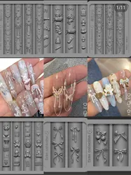 1pc Butterfly Star Bead Chain  Lace Bow  3D Acrylic Mold Nail Art Decoration Nails DIY Design Silicone Nail Template Nail  Mold