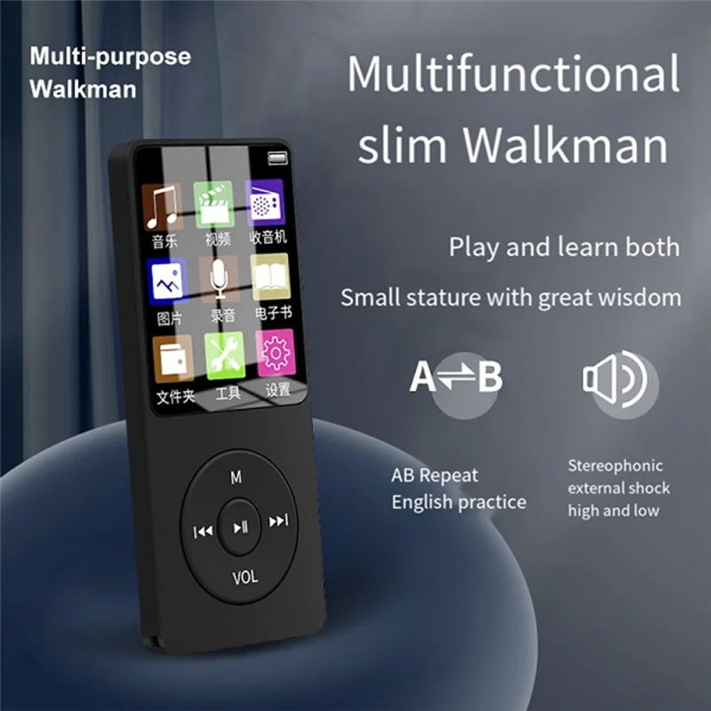 مشغل MP4 MP3 بلوتوث 160X120px Mini Walkman Student 1.8 بوصة شاشة 64G بطاقة توصيل مشغل موسيقى رياضي، متين E