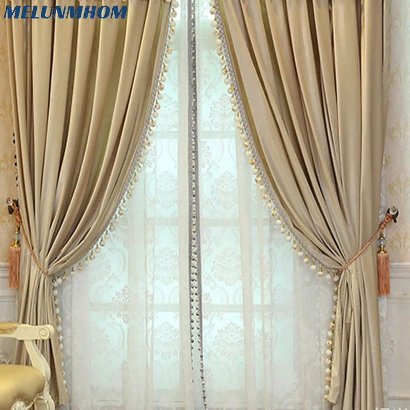 Melunmhom Italian Velvet Curtains for Living Room Bedroom Kitchen American Ultra-soft Curtain Solid Color Thickening Custom Wind