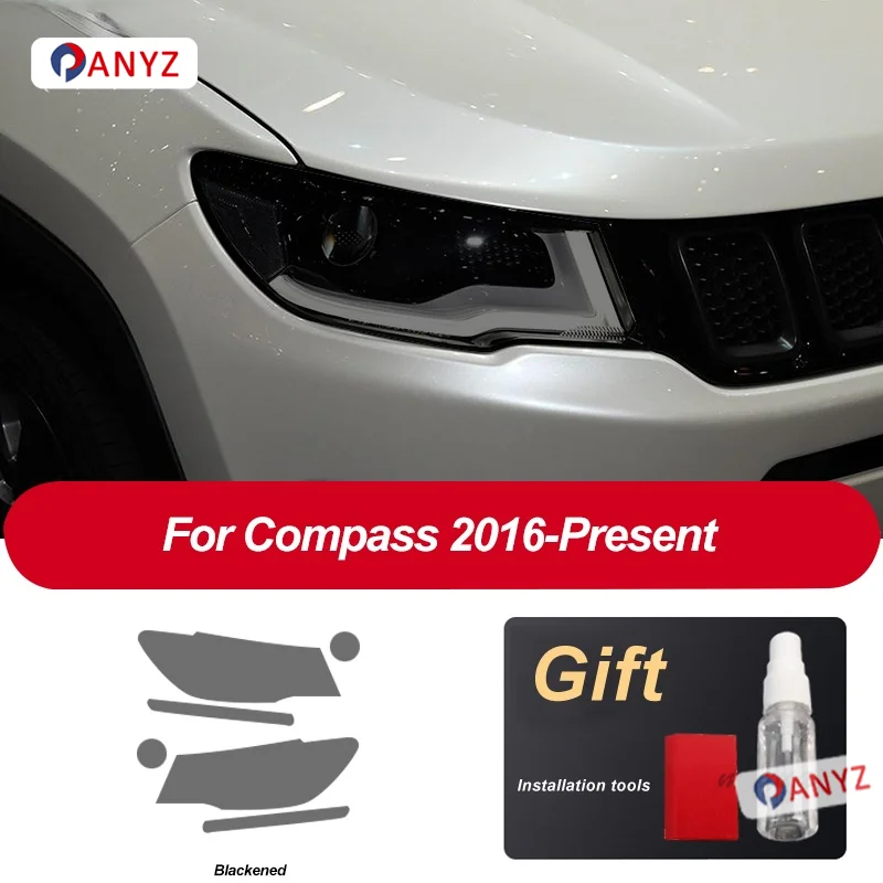 

2 Pcs Car Headlight Protective Film Headlamp Transparent Black TPU Sticker For Jeep Compass 2017 2018 2019 2020 Accessories