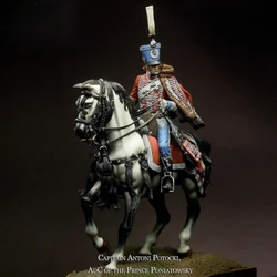 Figura de resina a escala 1/24, Kit de modelo de capitán de la caballería sin pintar, juguetes sin montar, envío gratis