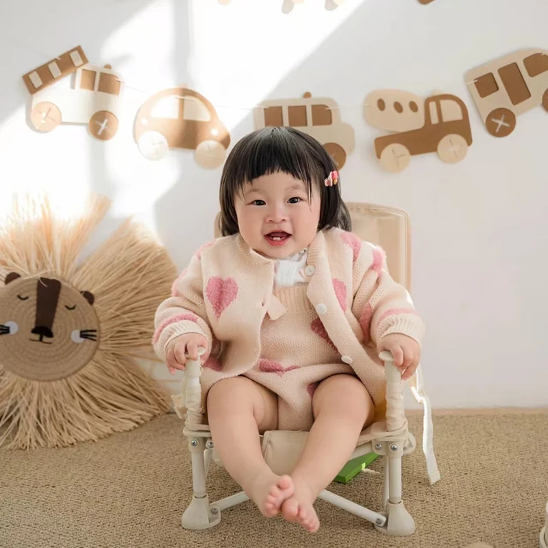 

Осенняя одежда для маленьких девочек, вязаный костюм, зимний вязаный кардиган с длинными рукавами и вышивкой + комбинезон, детская трикотажная одежда