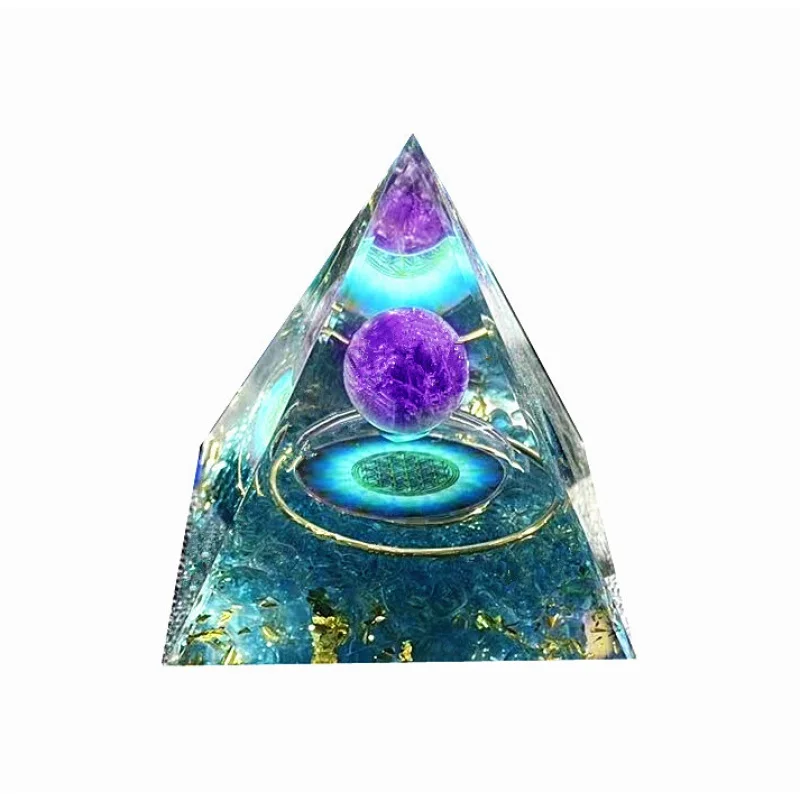 Ogen Energy Crystal Ball Gravel Pyramid Home Crafts Resin Decorations Desktop Decoration Dream Come True