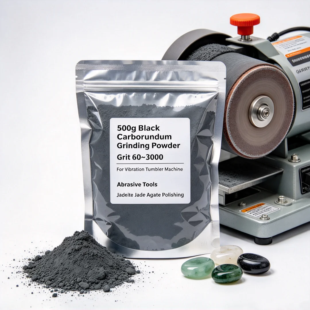 Black Silicon Carbide Abrasive Powder 500g Grit 60-3000 Vibration Tumbler Polishing Powder for Stone Jade Metal Ceramic Grinding