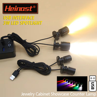Led USB Spotlight 3W DC5V Jewelry Cabinet Showcase Counter Lamp Surface Mounted Ceiling Mini Spot Light Switch Interface Sticker