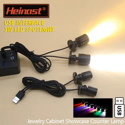 Led USB Spotlight 3W DC5V Jewelry Cabinet Showcase Counter Lamp Surface Mounted Ceiling Mini Spot Light Switch Interface Sticker