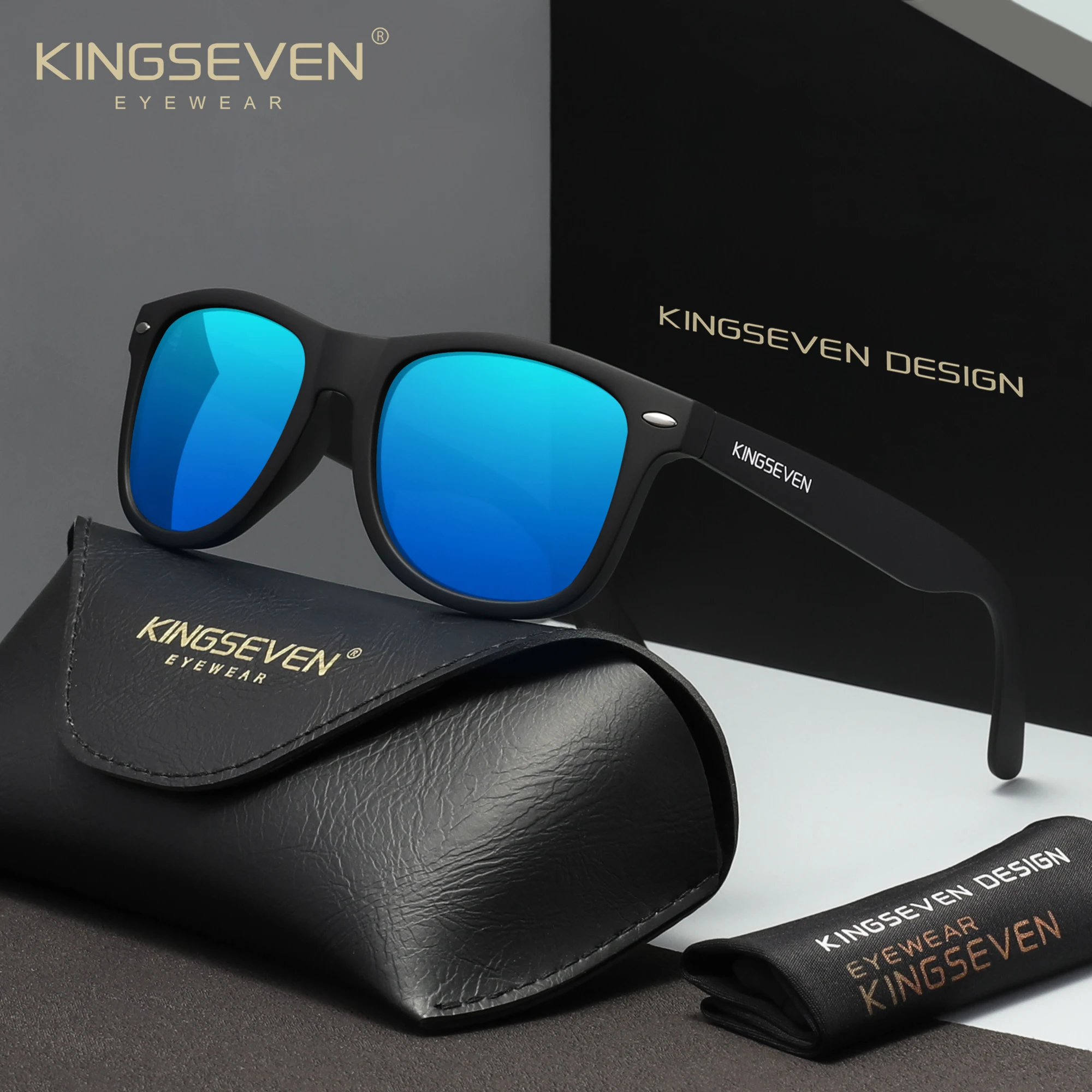 KINGSEVEN Luxus-Sonnenbrille mit polarisierten UV400-Quadratrahmen für Damen und Herren, modische Brille, Fahrbrille