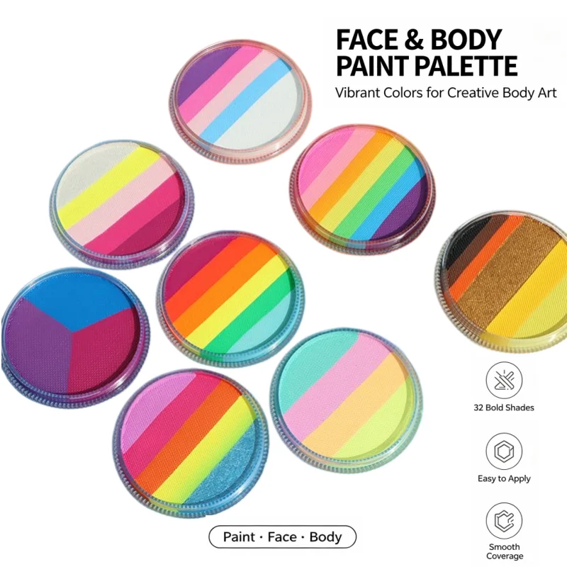 30g Water-Soluble Rainbow Cake Children's Face And Body Paint Halloween Stage Makeup Safe Body Paint Pigments for Face Art
