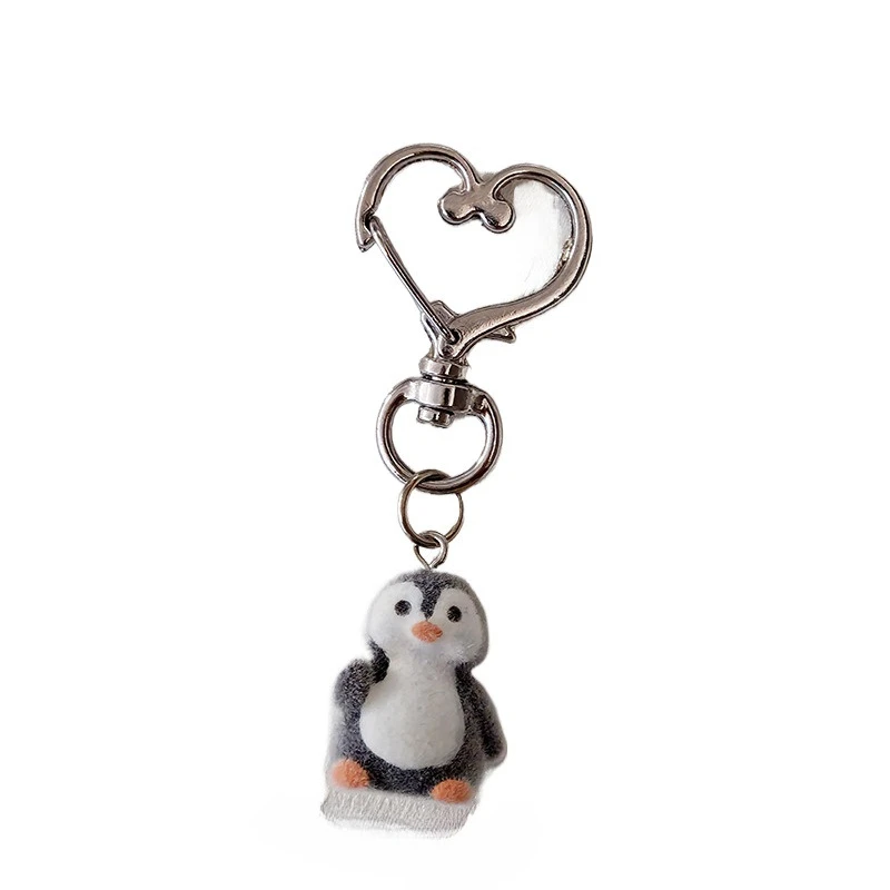 LLavero de dibujos animados flocado, bonito sello, colgante de pingüino, bolsa, decoración, llavero, llavero de coche, llaveros, regalo, moda al por mayor