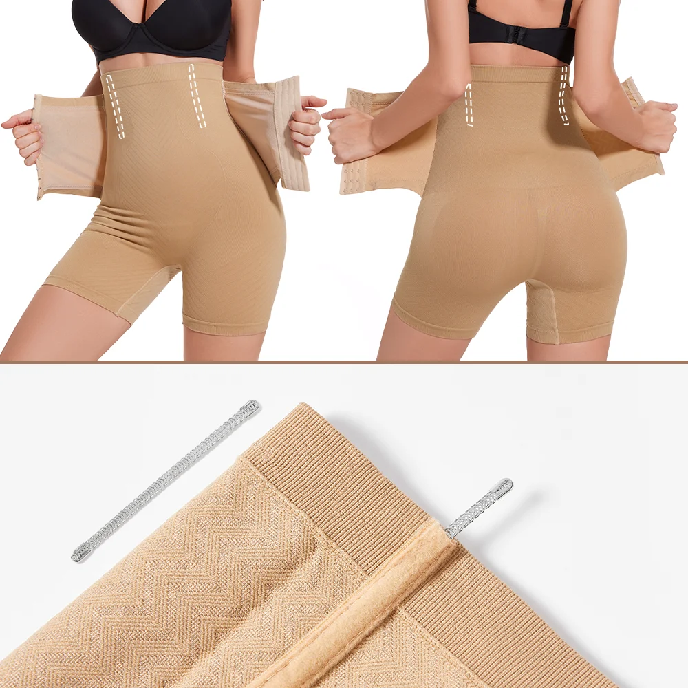 Women Tummy Control Slimming Panty with Girdle High Waist Trainer Body Shaper Shorts Plus Size Hooks Butt Lifter Shapewear