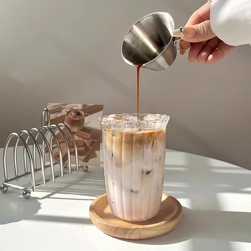 Transparent  Ribbed Latte Coffee Cup Cocktail Glasses Vertical Grain Phnom Penh Glass Water Cup Juice Cup Coffee Whiskey Cups