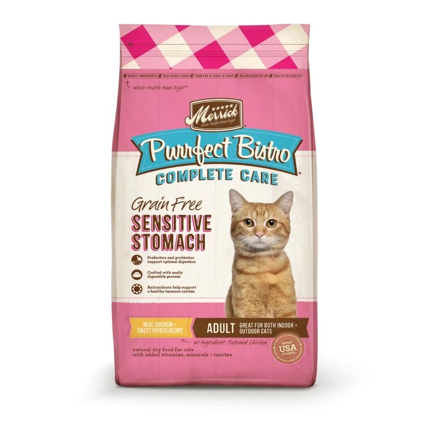 

Сухой корм для кошек Purrfect Bistro Sensitive Stomach с курицей и сладким картофелем, 12 фунтов (5.44 кг)