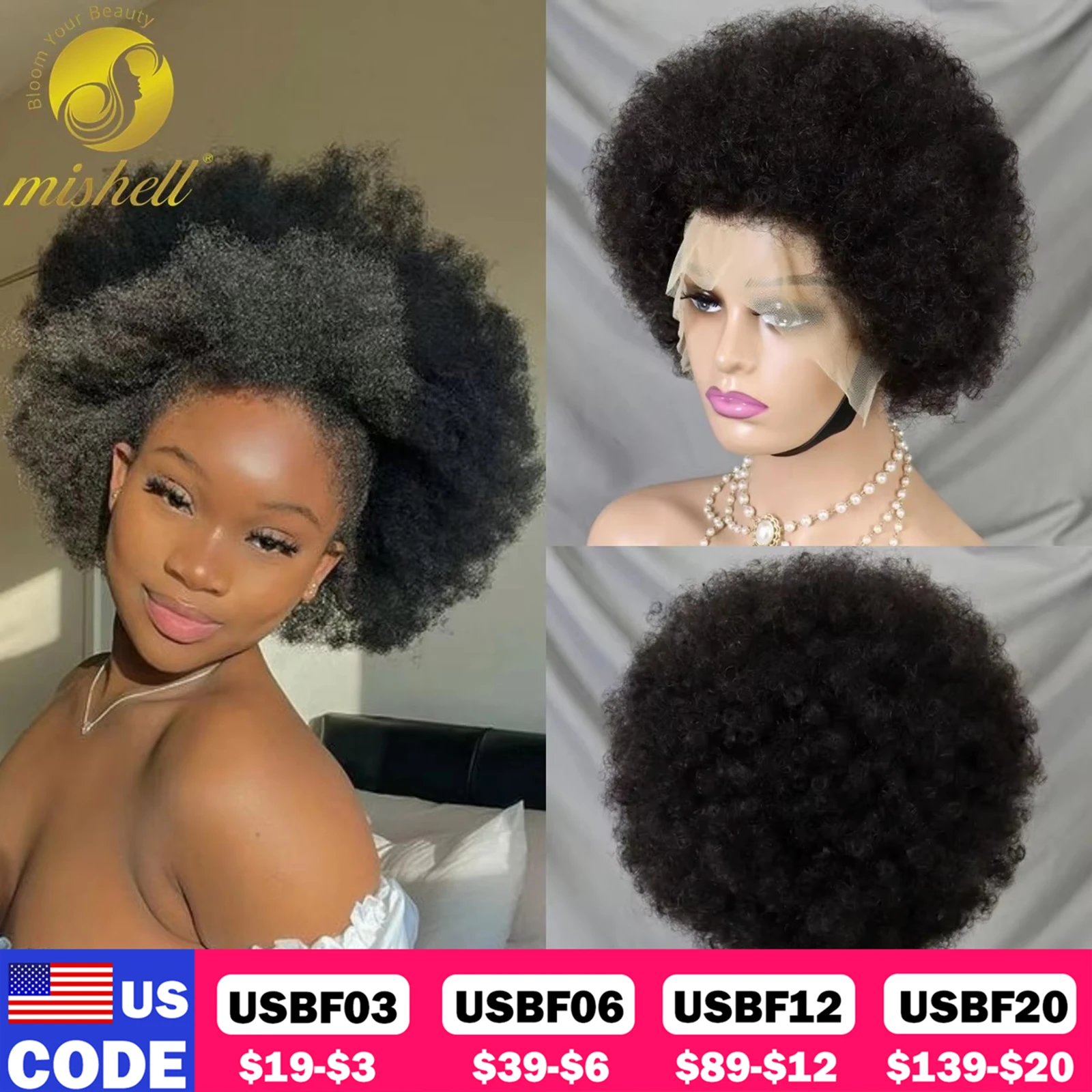 Natural Afro Kinky Curly Human Hair Wigs 13x4 Transparent Full Lace Frontal Short Bob Wigs Natural PrePlucked Hairline for Women