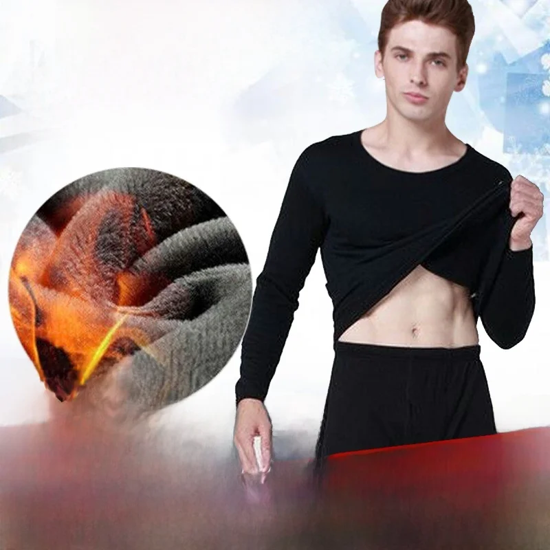 

Men's Thermal Underwear Set Fleece Lined Thickened Sports Tight Seamless Warmth Retention Clothing Long Sleeve Long Pants
