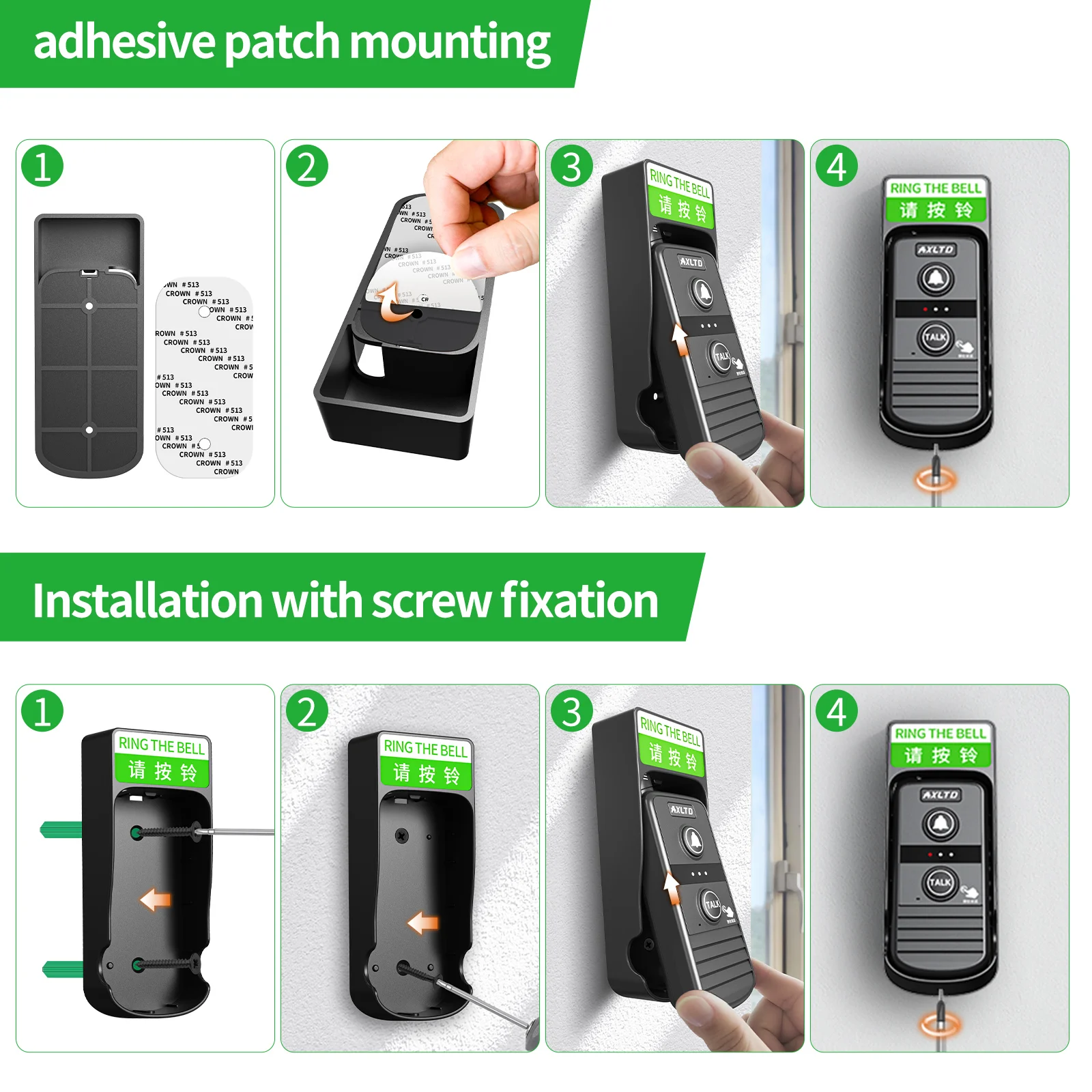 Wireless Doorbell Intercom System 1500m Range Waterproof Rechargeable with 3 Volume Levels & 20 Ringtones for Home Or Classroom