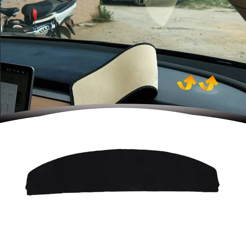 

Car Dashboard Pad Cover Carpet Mat Dustproof Sun-shading Nonslip Dashboard Protector Sunshade Cover Interior for Tesla Model 3 Y